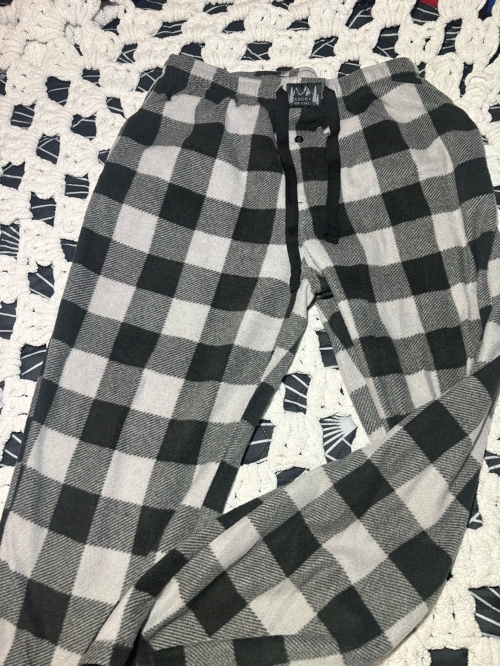 Lucky Brand Black and Gray Plaid Sleepwear Top